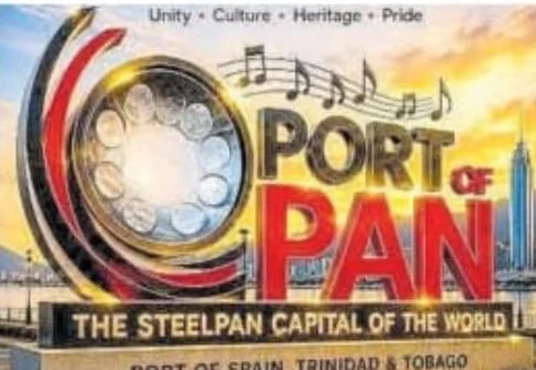 Proposed Port of Pan monument reading The Steelpan Capital of the World, Port of Spain, Trinidad and Tobago