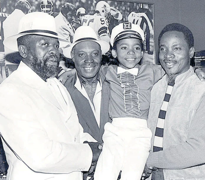 The Mighty Shadow, Lord Kitchener, a young Machel Montano and The Mighty Sparrow together